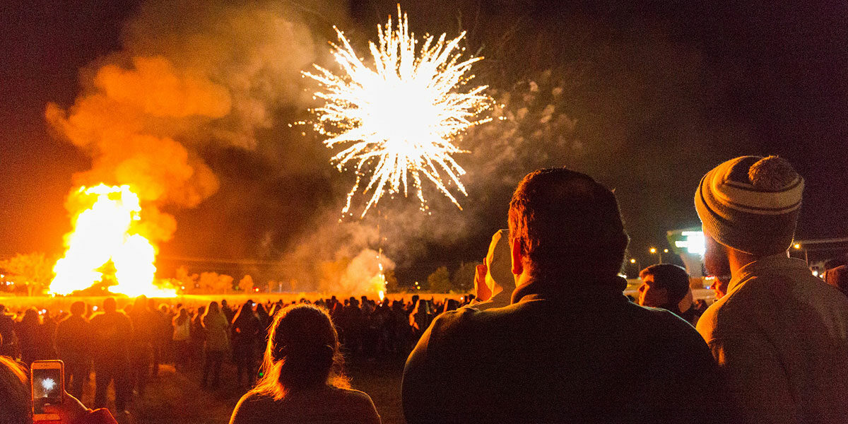 White firework shooting into the sky